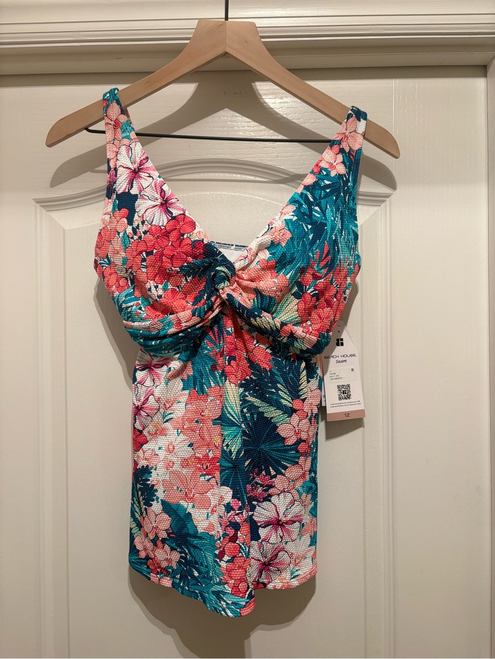 Women’s Beach House Swim floral & tropical print twist-front tankini size 12 NWT